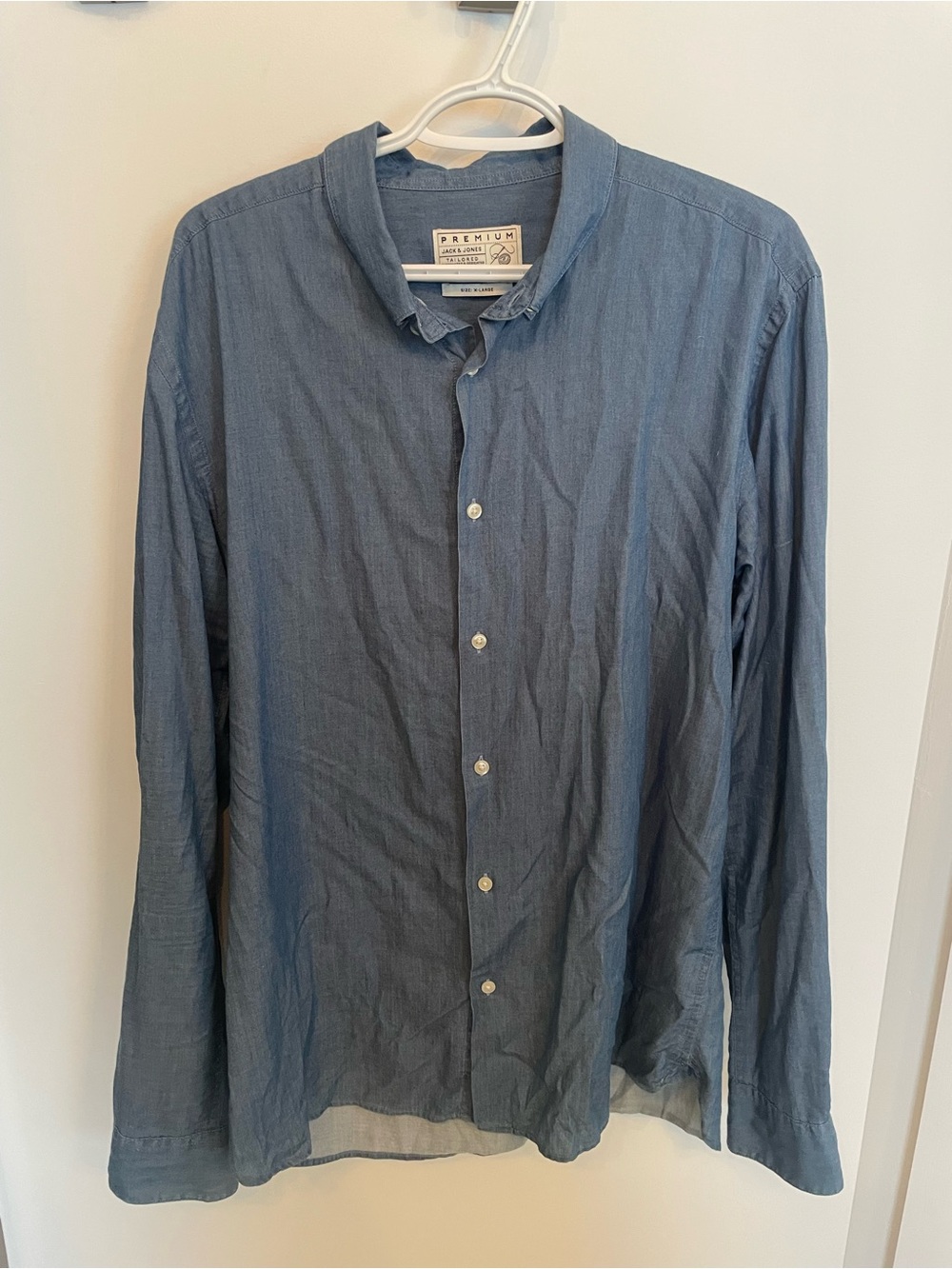 Men's Blue Button-Up Shirt look like jeans - Size XL
